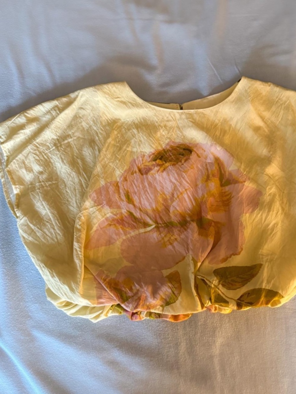 cropped floral yellow blouse